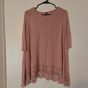 Elegant Mauve Lace Hem Women's Tunic